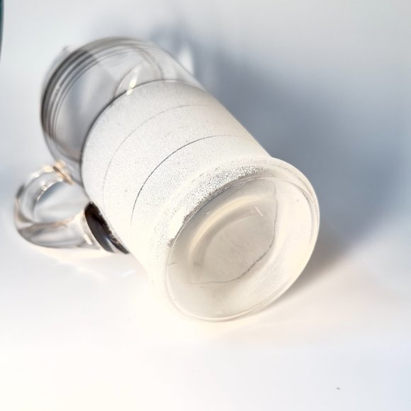 1940'S MACBETH EVANS COCKTAIL PITCHER WITH FROSTED BOTTOM & PLATINUM COLOR RINGS - Picture 8 of 8